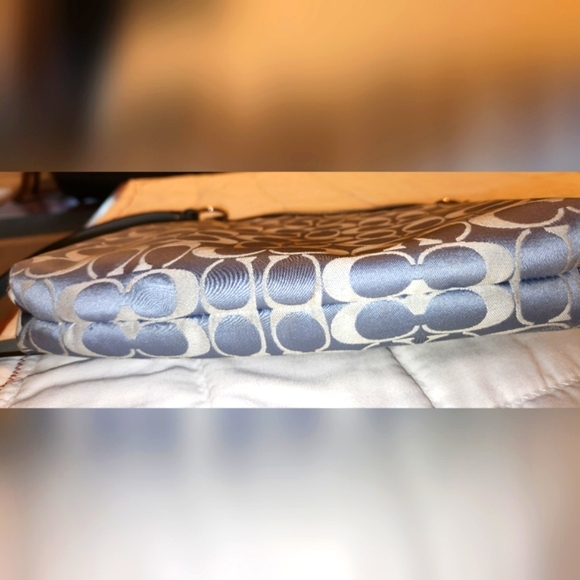 Coach Penelope Canvas Sateen Patent Leather Crossbody Purse, Blue/Gray - Picture 9 of 16